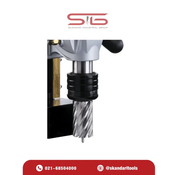 تعویض کاتر بدون ابزار در دریل مگنت AGP SMD351L جهت برش دقیق و سریع سطوح فلزی