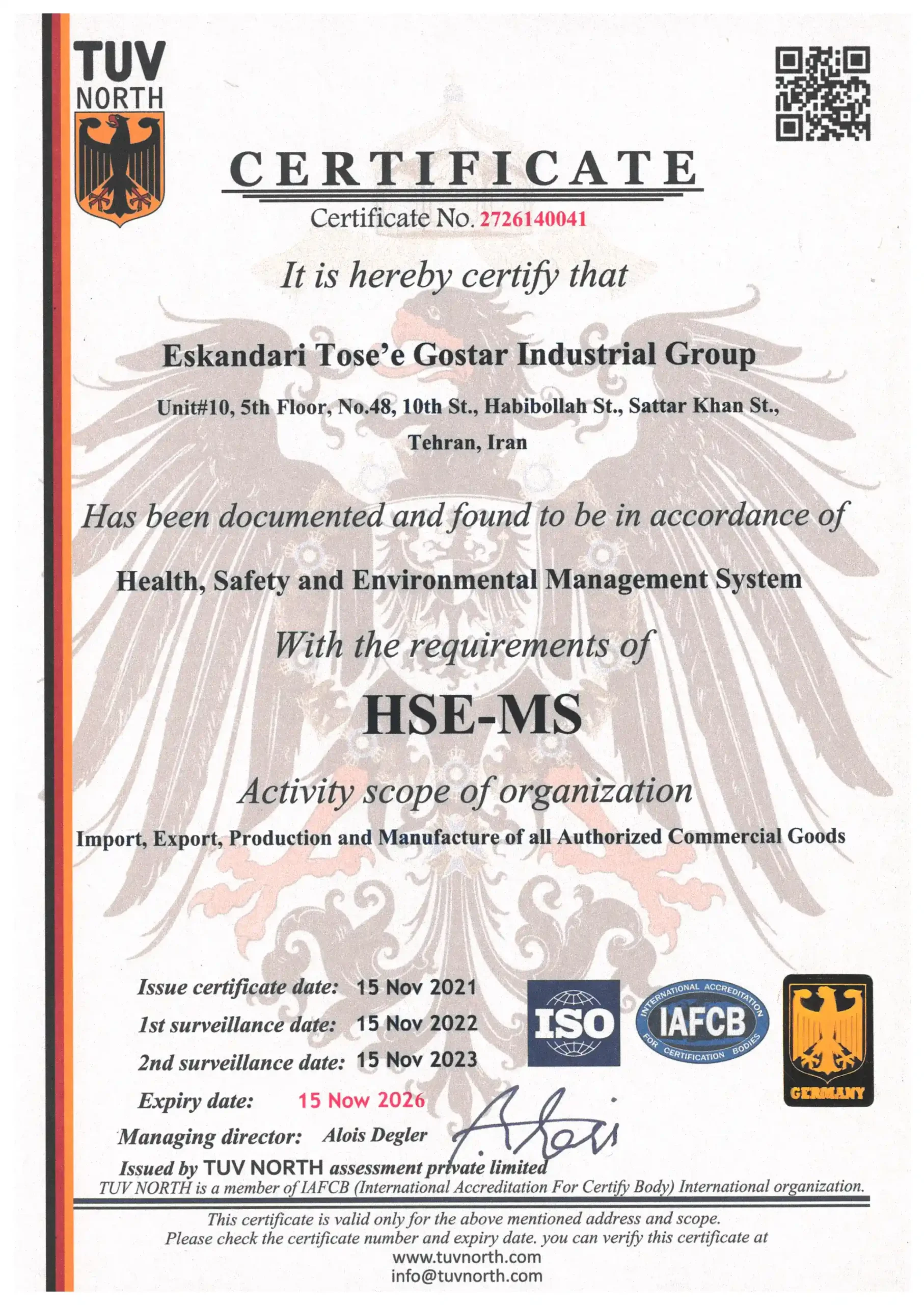 Health, Safety and Environmental Management System HSE-MS