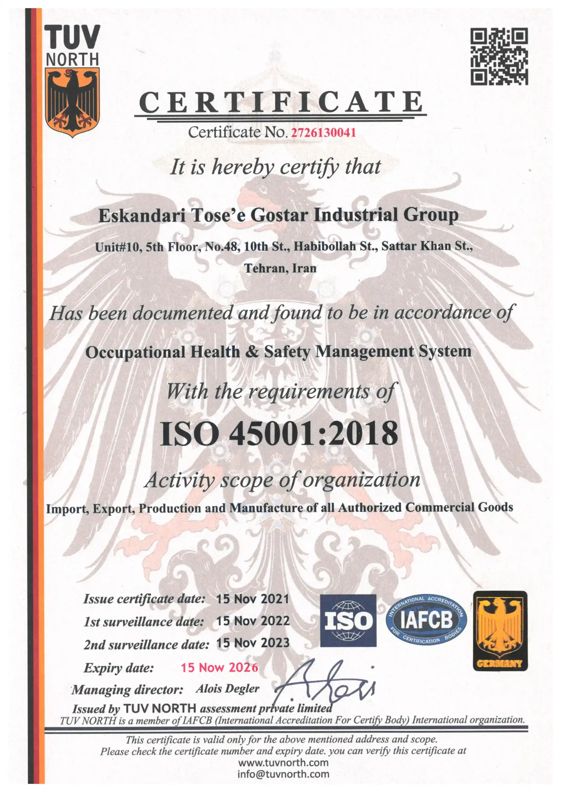 Occupational Health & Safety Management System ISO 45001-2018